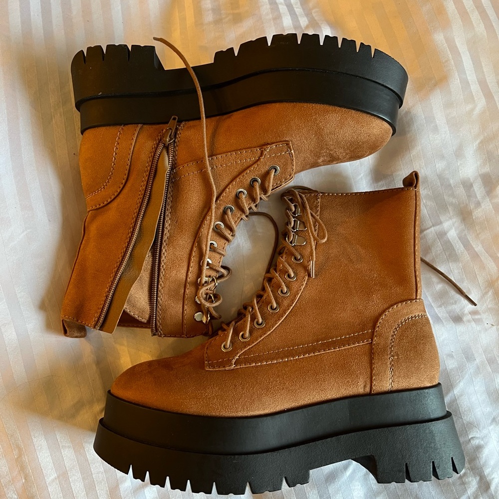 Faux Suede Platform Boots